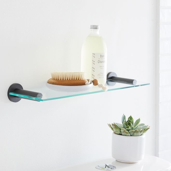 West Elm Modern Overhang Glass Bathroom Shelf in Dark Bronze - Picture 1 of 12